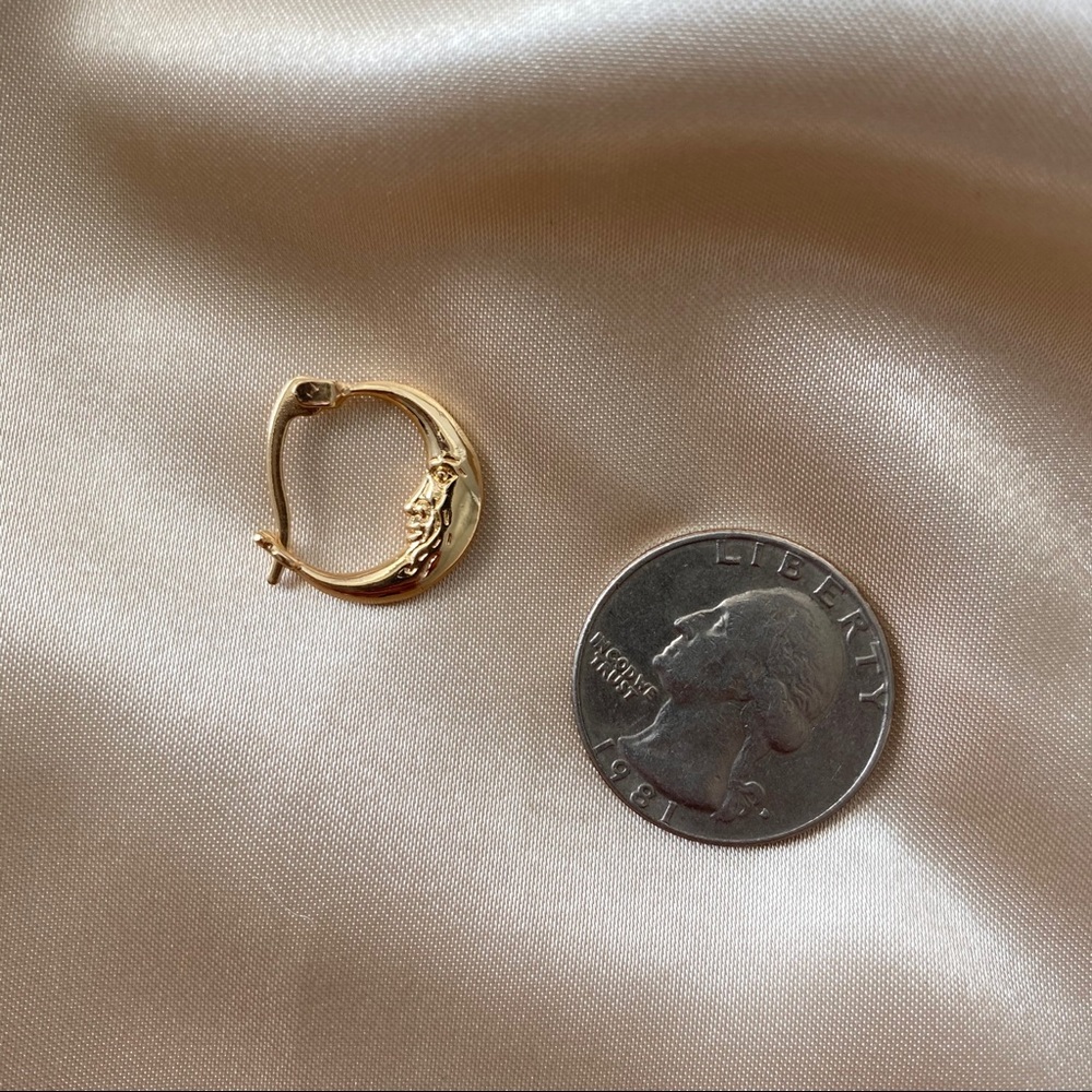 Golden Crescent Moon Hoop Earrings - Picture 5 of 12